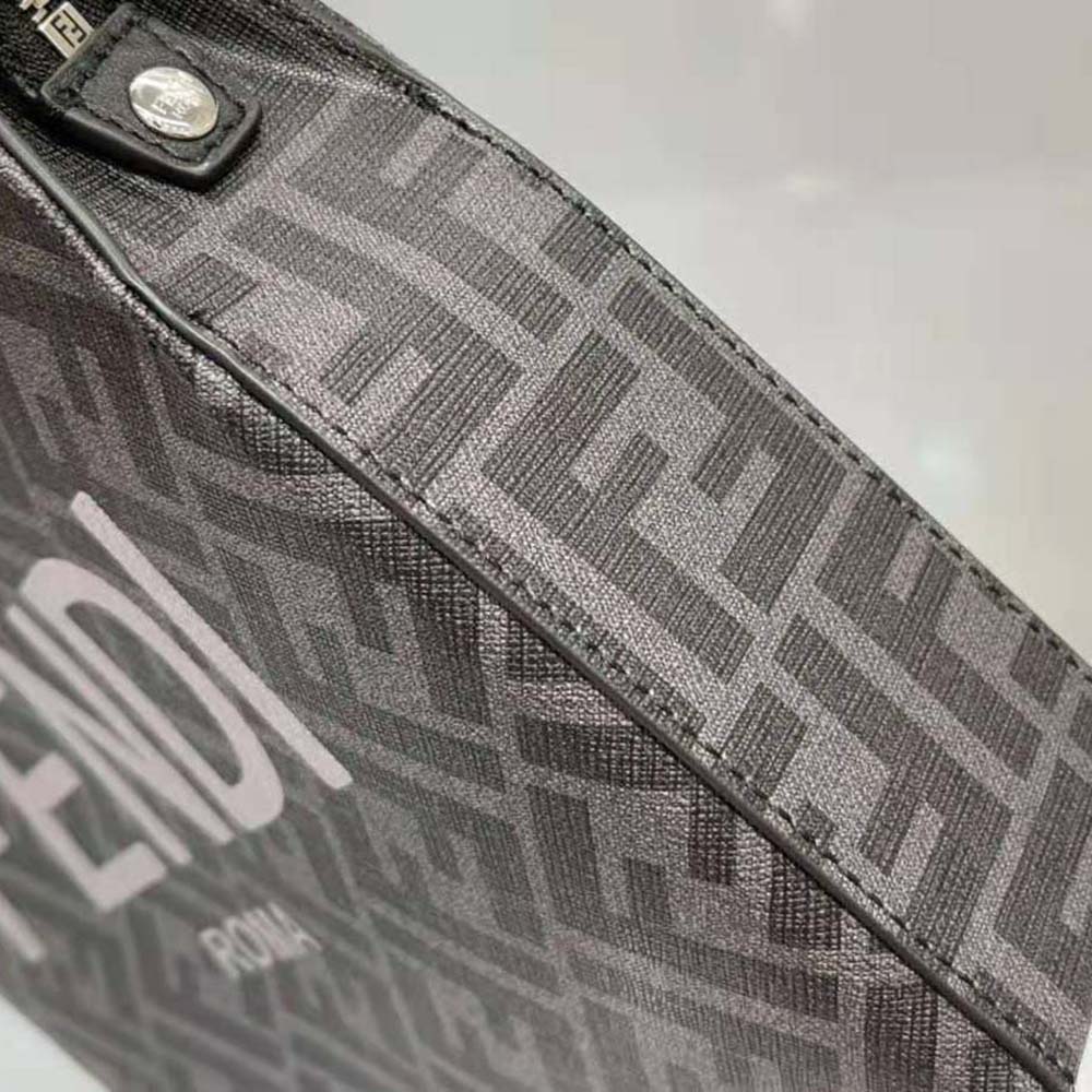 TÚI FENDI Clutch Pack Pouch in Black FF Fabric