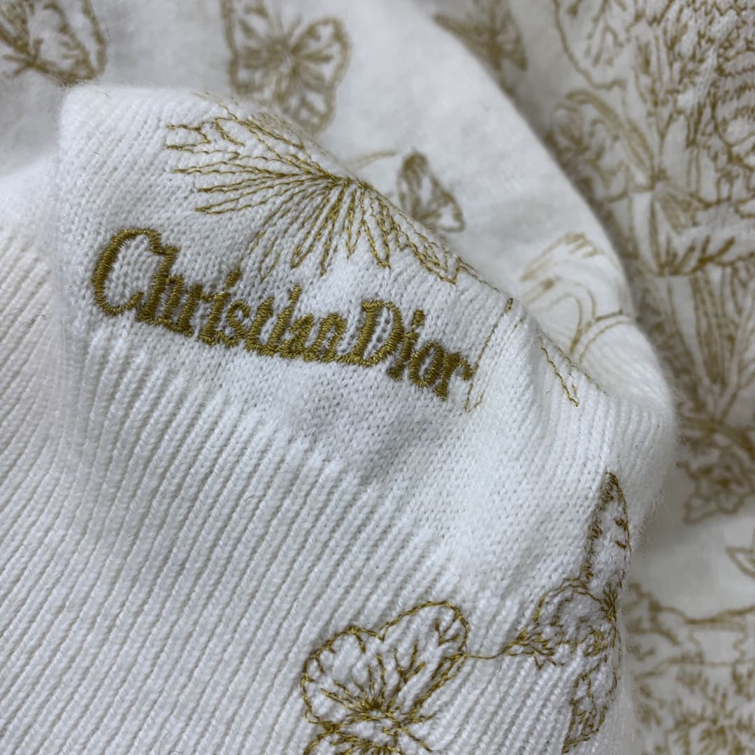 ÁO DIOR Round-Neck White Sweater