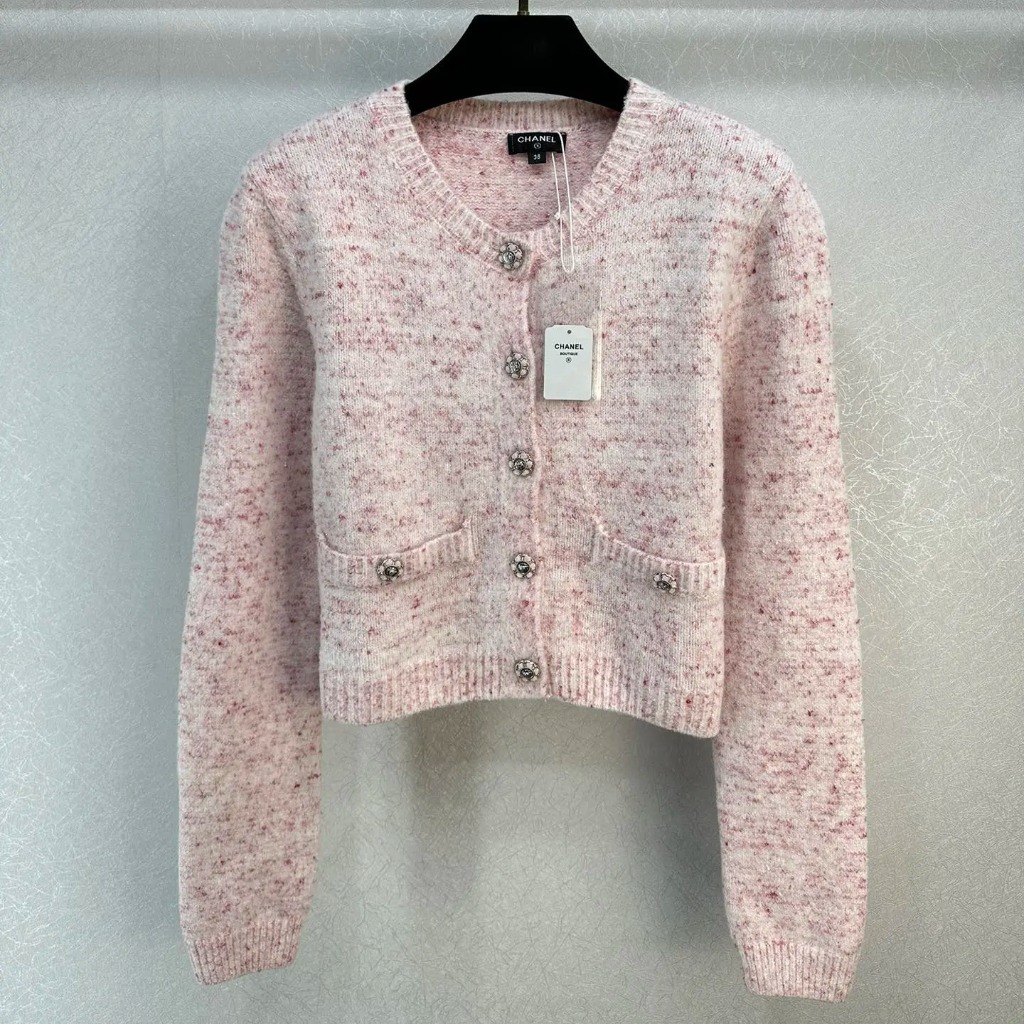 ÁO CHANEL TWEED PINK WHITE Jacket Top AAA