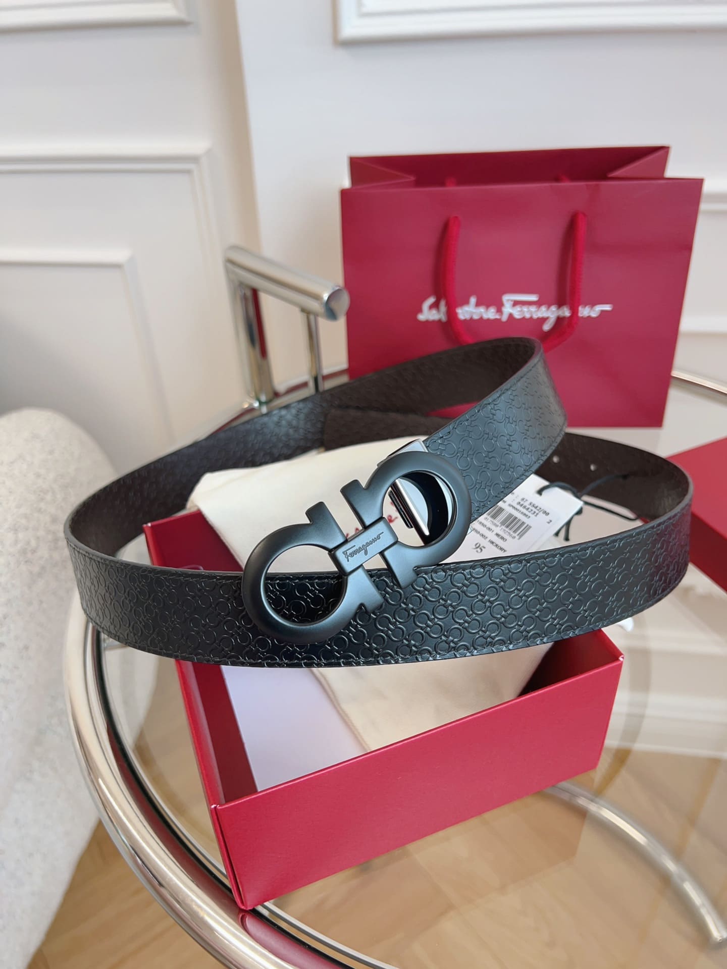 DÂY LƯNG Salvatore Ferragamo Adjustable Gancini Belt Khóa đen