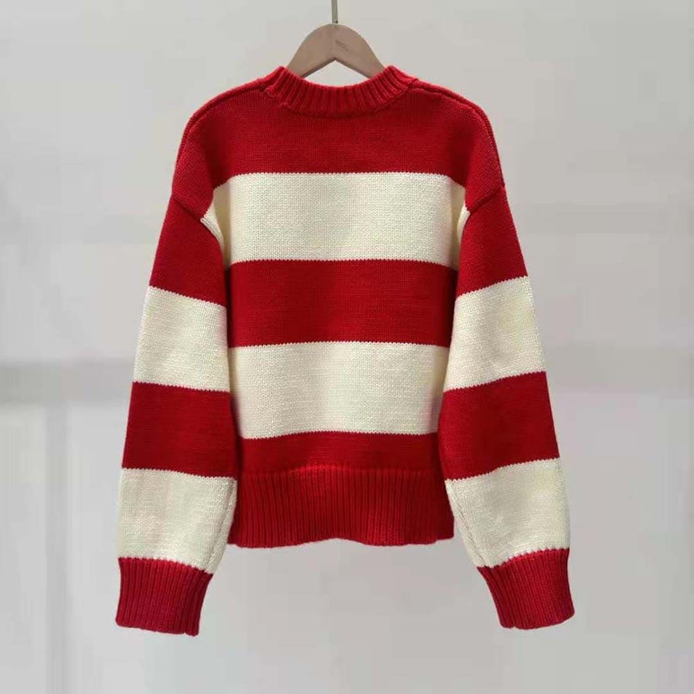 ÁO Celine Crew Neck Sweater in Wool Cashmere and Silk-Red Unisex