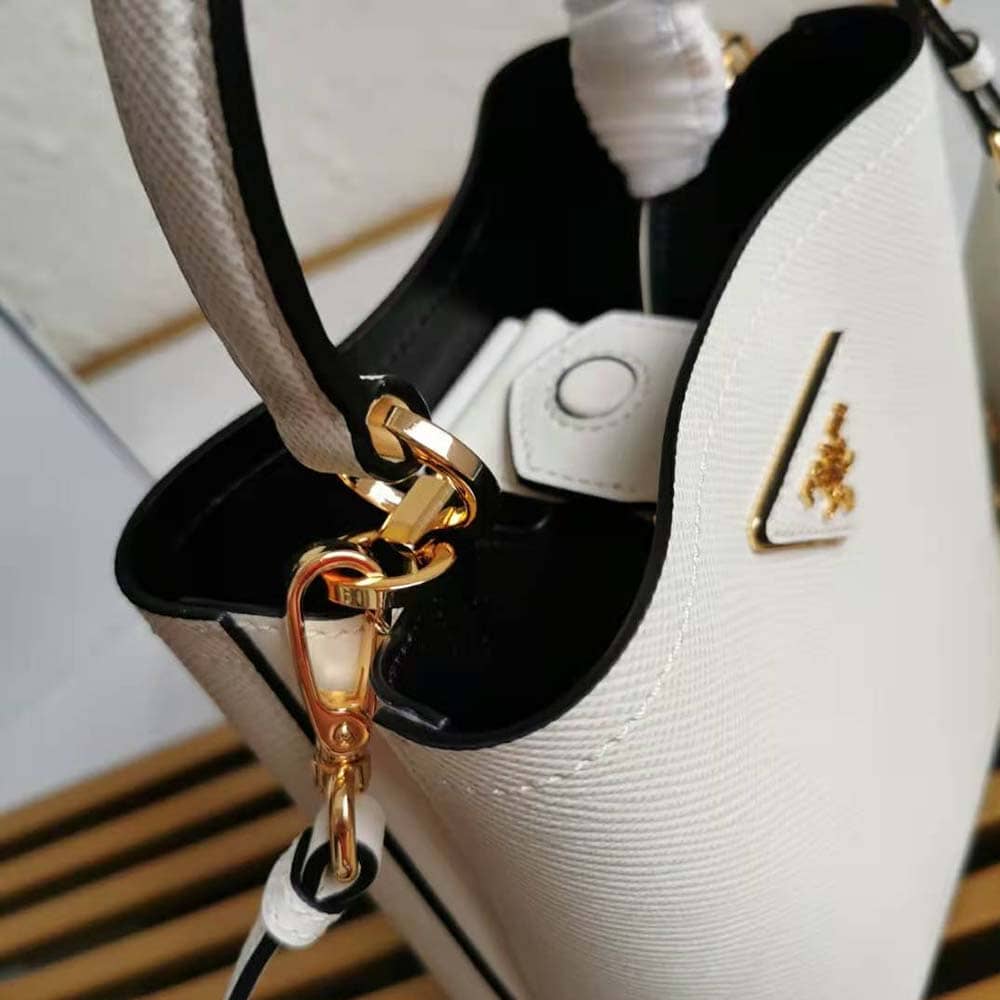 TÚI Prada Women Small Saffiano Leather Prada Panier Bag-White