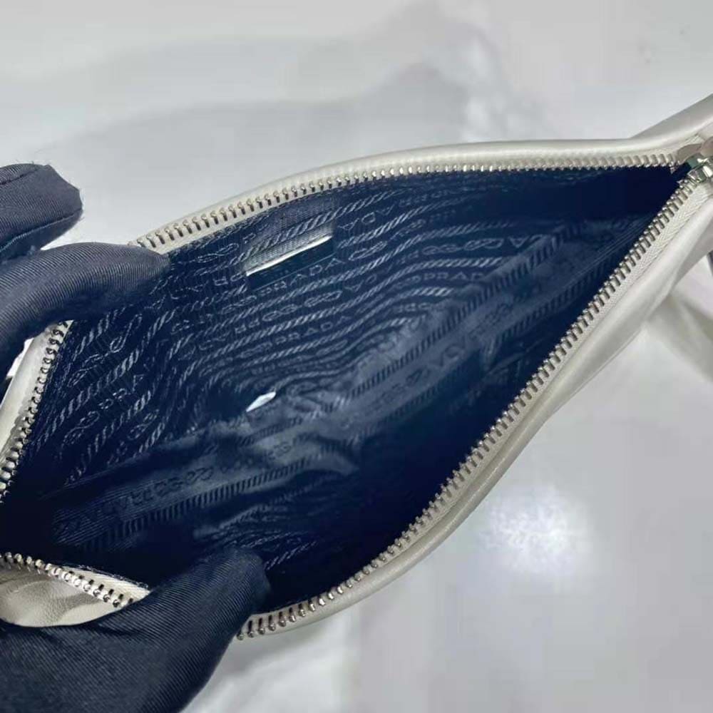 TÚI Prada Women Leather Triangle Leather Pouch-White