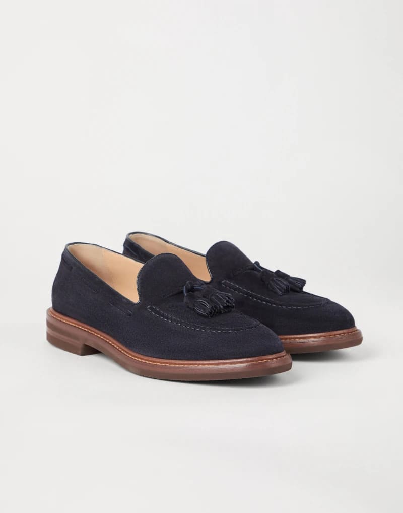 GIÀY BRUNELLO CUCINELLI LOAFERS SUEDE SHOES AAA DA LỘN NƠ QUẢ CHUÔNG