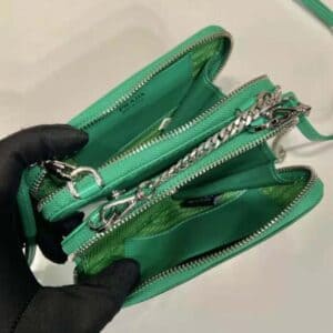 TÚI Prada Women Embellished Satin and Leather Mini-Pouch-Green