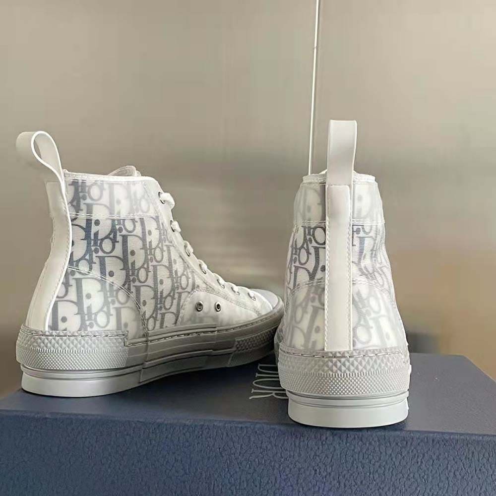 GIÀY DIOR B23 High-Top Sneaker White and Navy Blue Dior Oblique Canvas