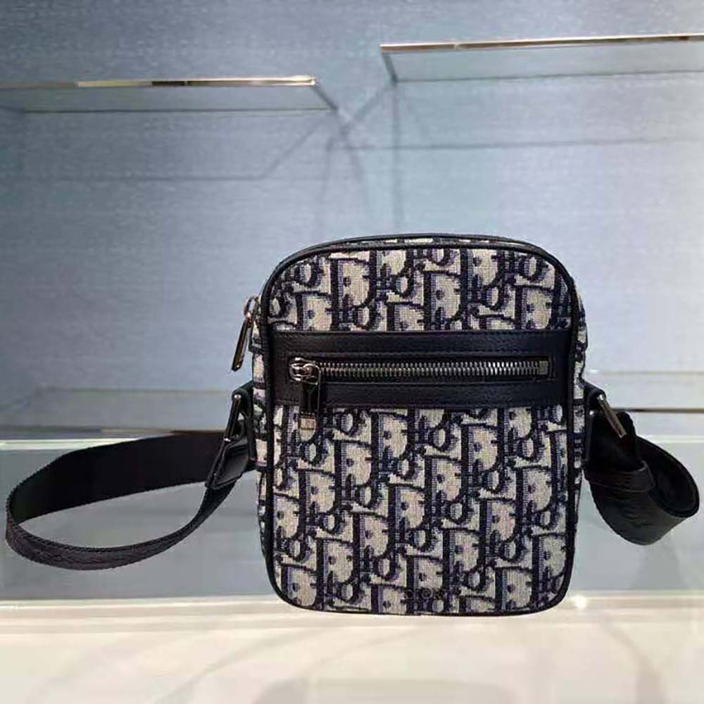 TÚI DIOR Messenger Pouch Beige and Black Dior Oblique Jacquard