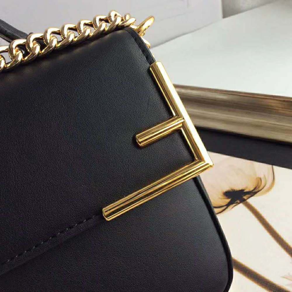 TÚI Fendi Women Double F Small Brown Leather and Fabric Bag