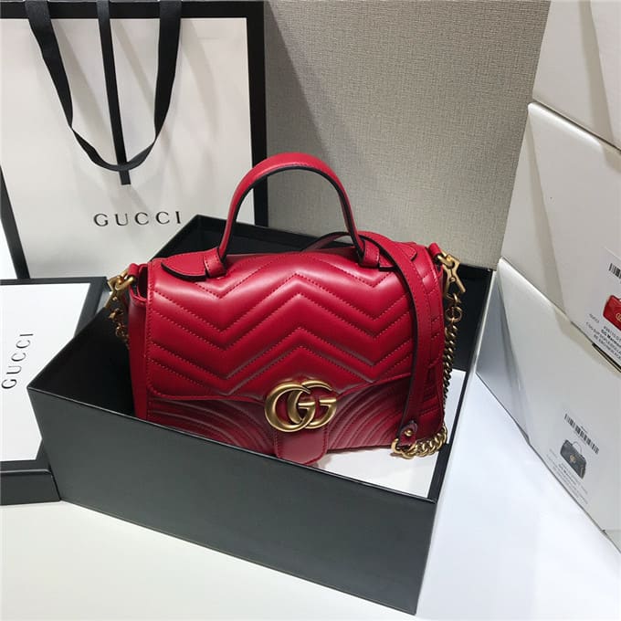TÚI Gucci GG marmont small top handle bag red Top Quality