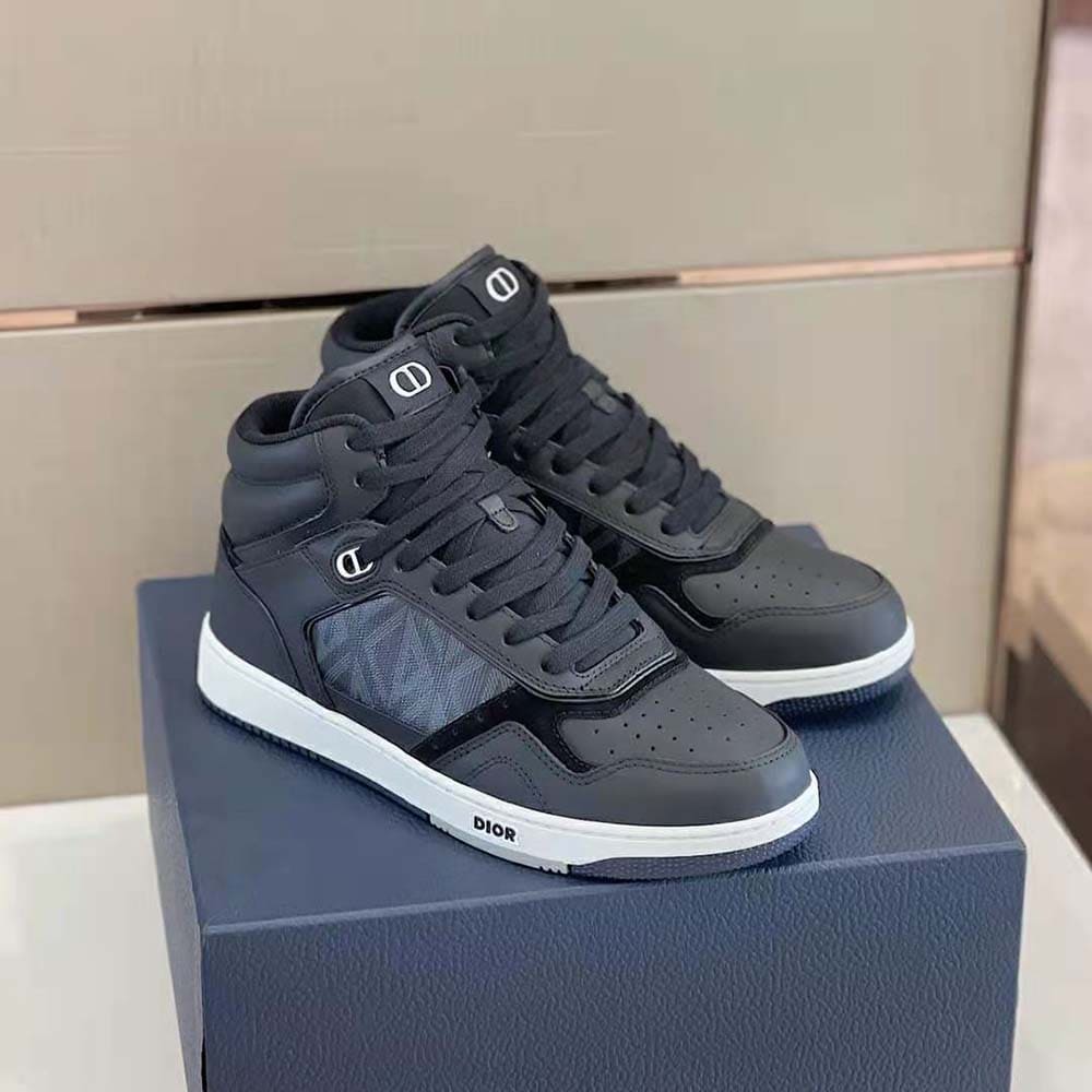 GIÀY DIOR B27 High-Top Sneaker Black Smooth Calfskin and CD Diamond Canvas