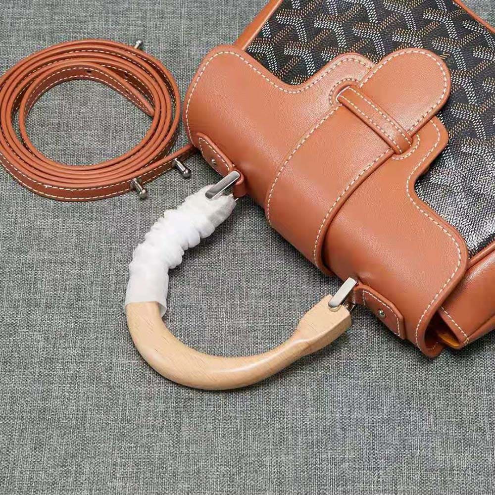 TÚI Goyard Women Sac Saïgon Souple Mini in Toile Goyardine & Chevroches Calfskin-Brown