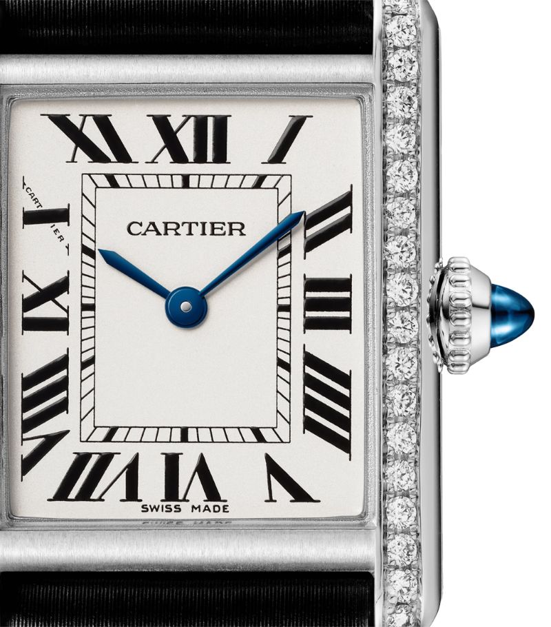 Đồng hồ CARTIER Stainless Steel and Diamond Tank Must Watch 22mm mặt số màu trắng