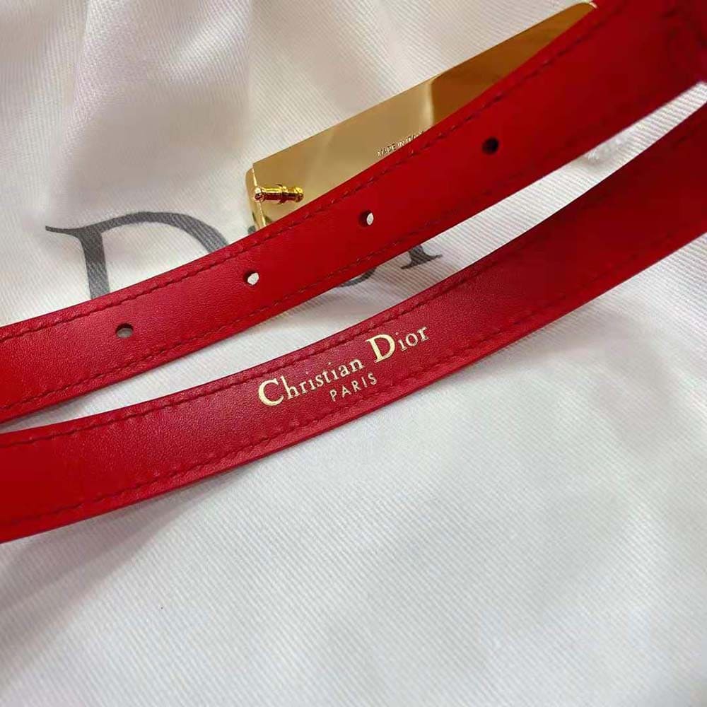 DÂY LƯNG Dior Women Dior-id Belt Raspberry Smooth Calfskin 15 MM