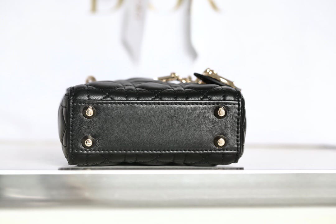 TÚI CHRISTIAN DIOR Women Micro Lady Dior Bag Black Cannage Lambskin Top Quality