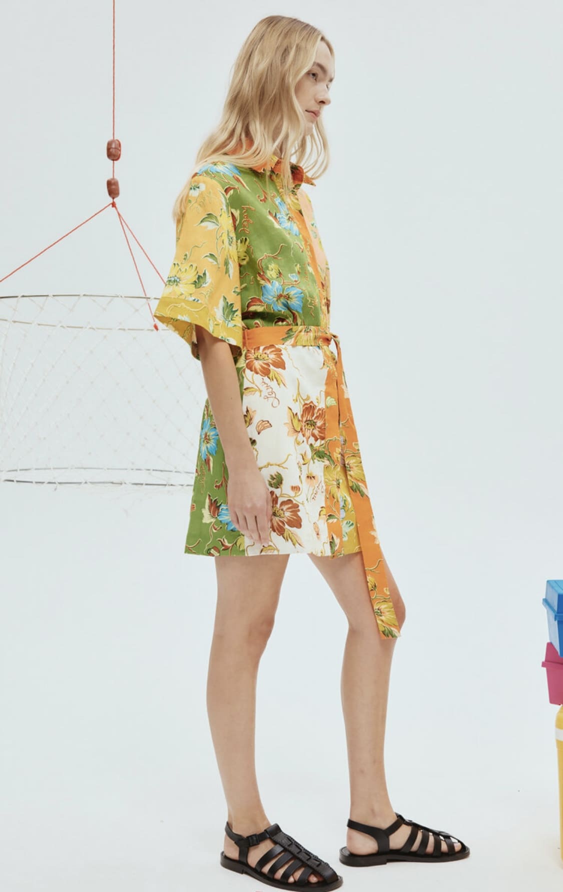 VÁY ALEMAIS LAMU COLORBLOCK IN LINEN High Classy