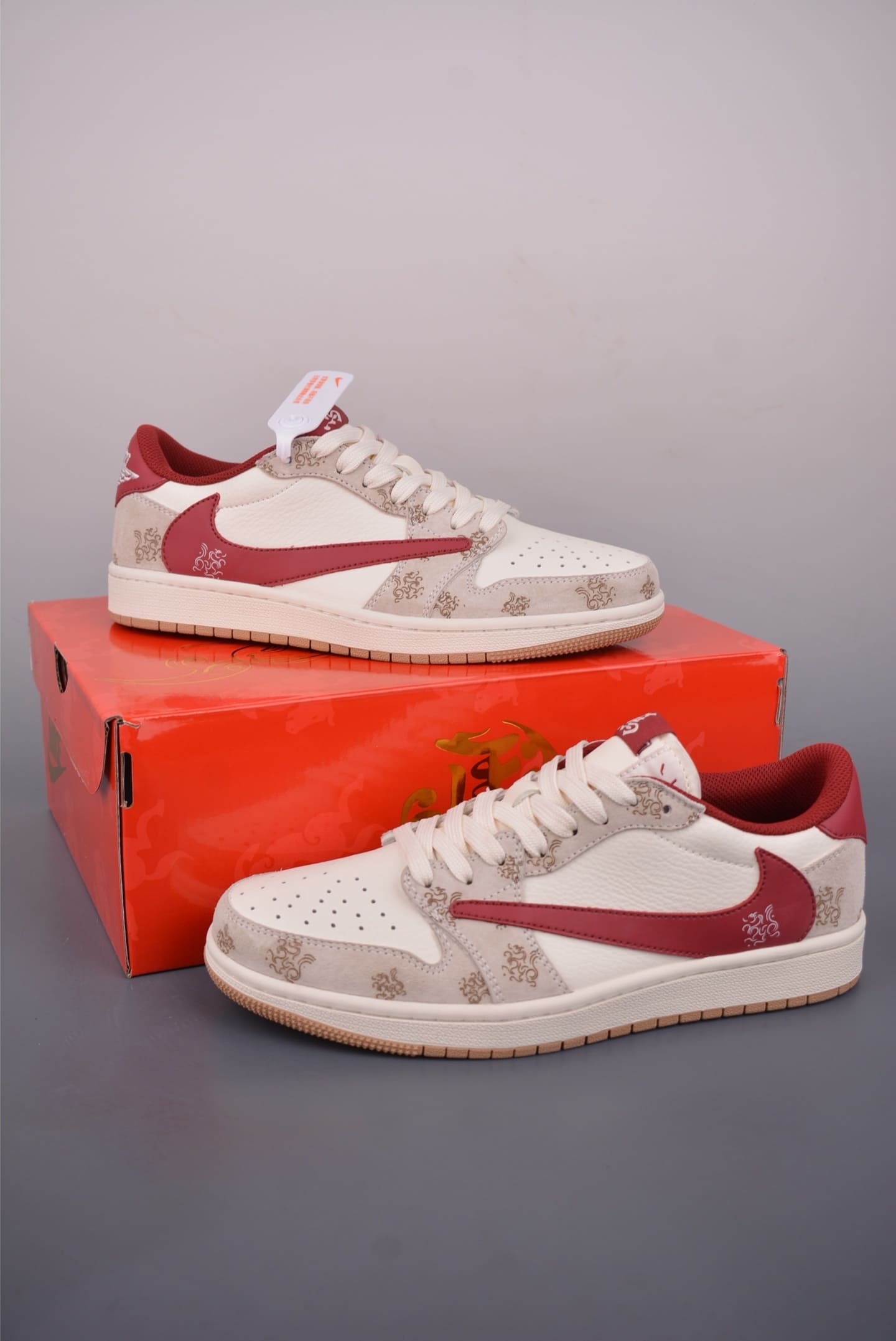 GIÀY TRAVIS SCOTT X AIR JORDAN 1 LOW PHIÊN BẢN GIỚI HẠN NĂM NGỰA ĐỎ BE TOP QUALITY SHOES AAA