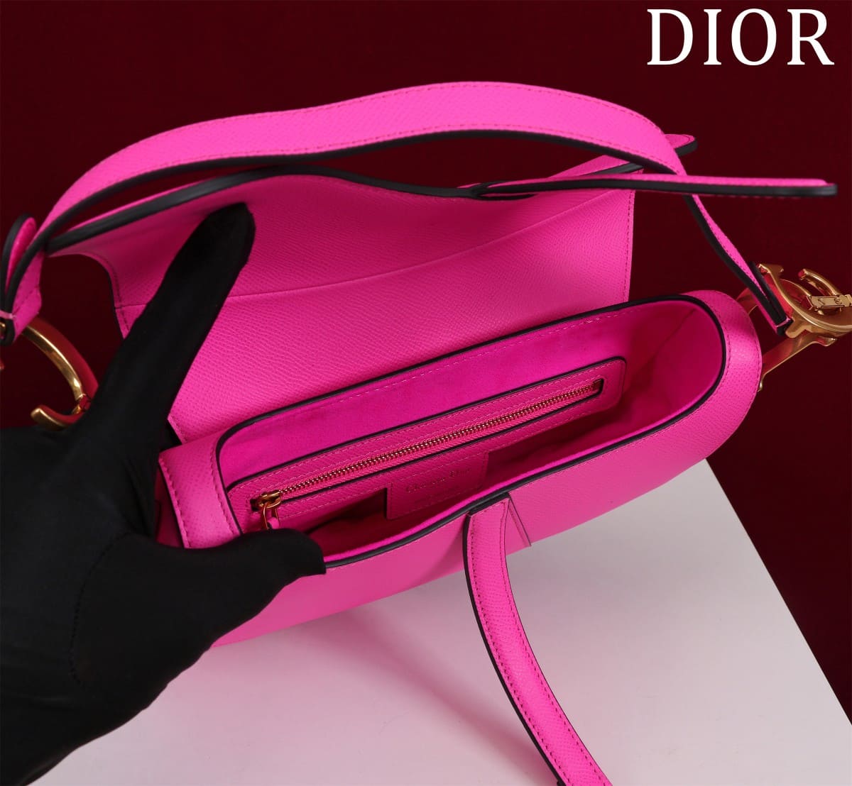 TÚI Dior Women Saddle bag in Calfskin-Pink Top Quality
