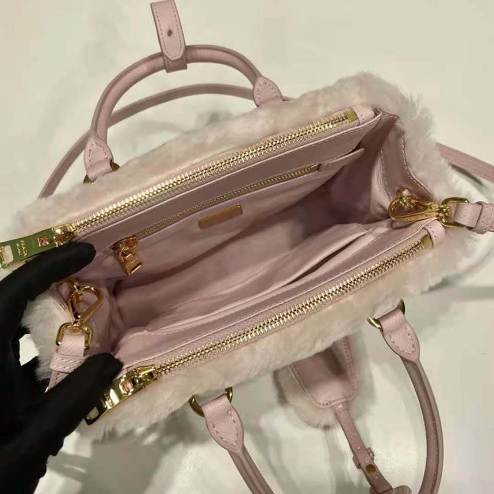 TÚI Prada Women Prada Galleria Shearling Mini-Bag-Pink