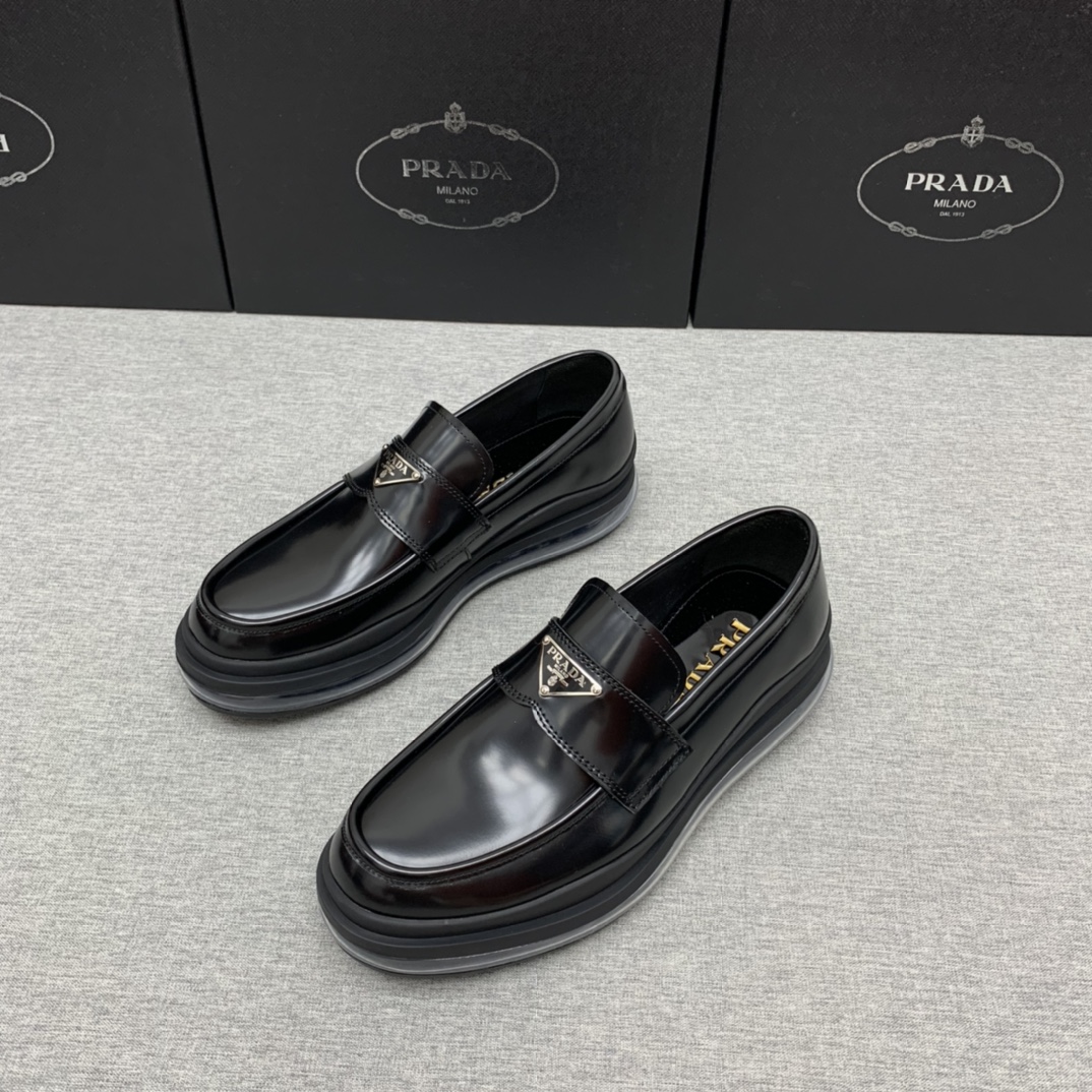 GIÀY PRADA Leather Loafer Black