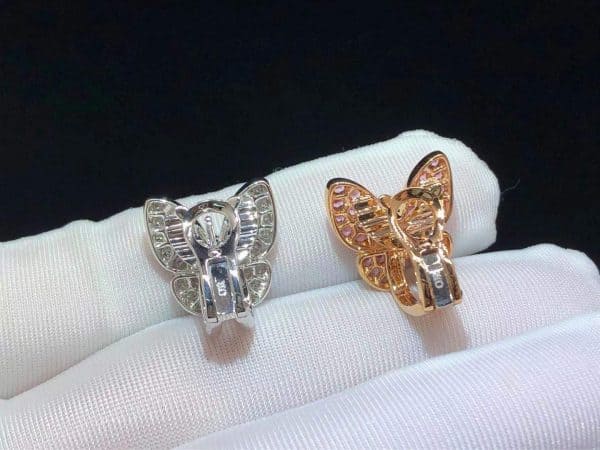 Hoa tai bướm kim cương vàng 18k và đá Sapphire hồng Van Cleef 18K  (Liên hệ để biết giá)