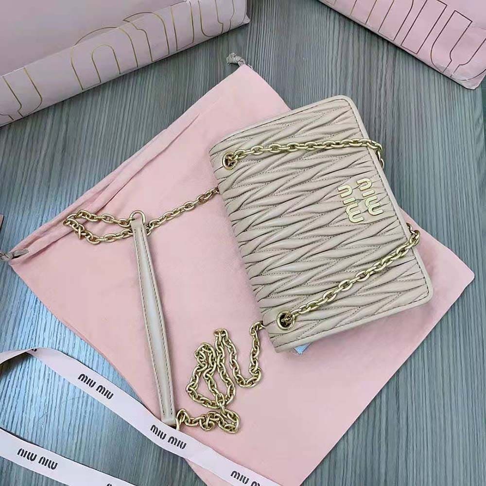 Ví Miu Miu Women Matelassé Nappa Leather Mini-bag-Beige