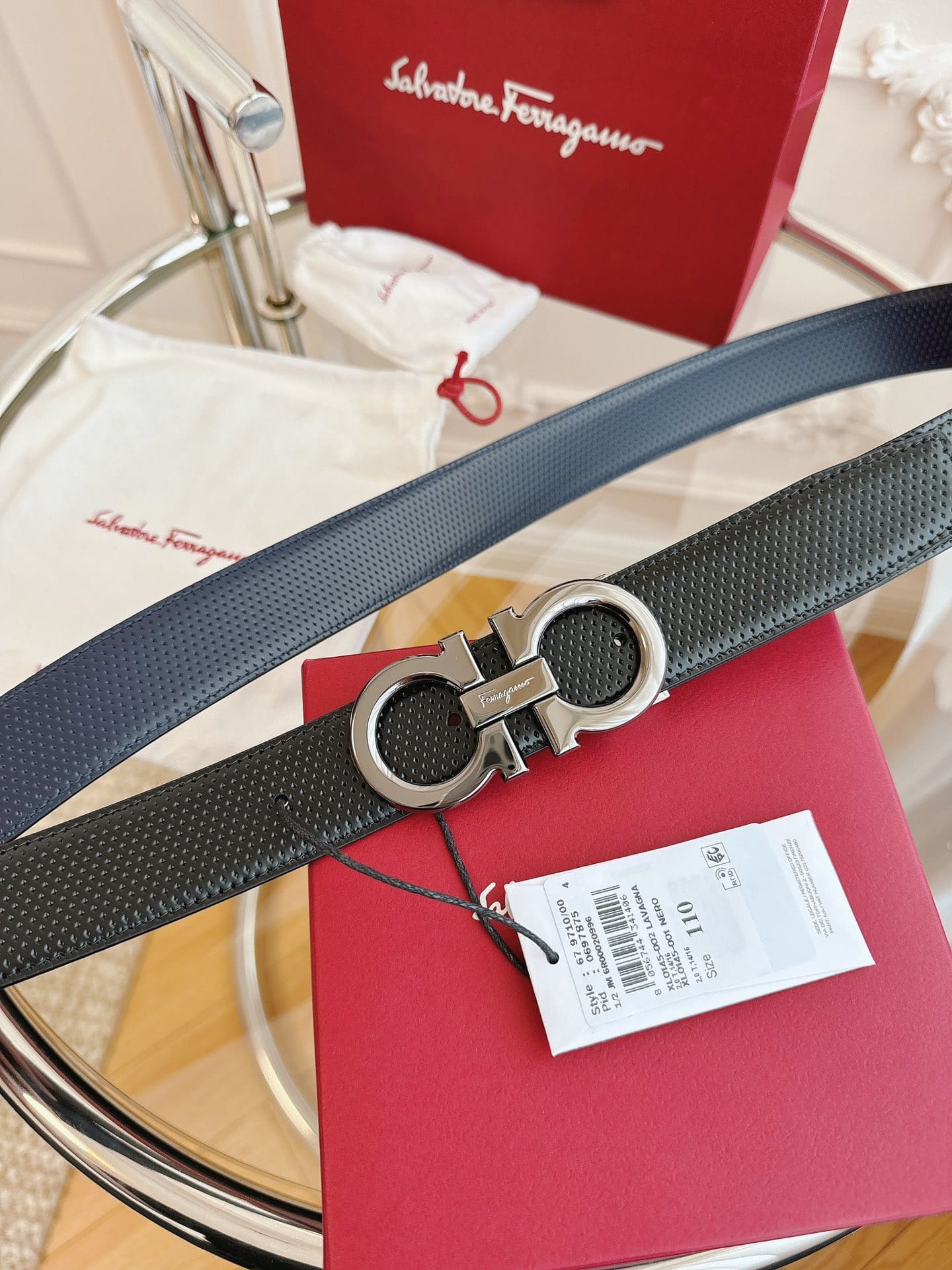 DÂY LƯNG Salvatore Ferragamo Adjustable Gancini Belt Khóa bạc