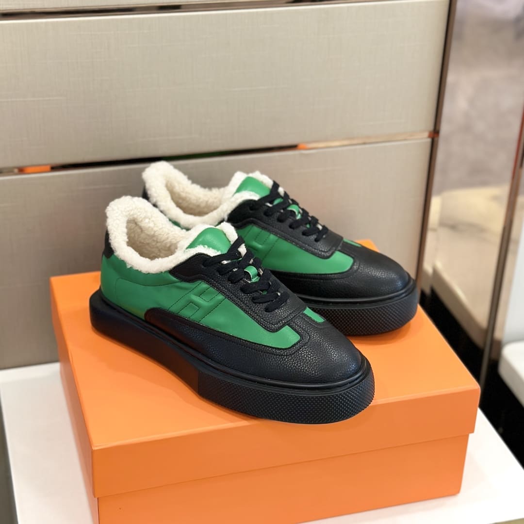 GIÀY HERMES SNEAKER LOW SPORTS CAFLSIN FUR GREEN
