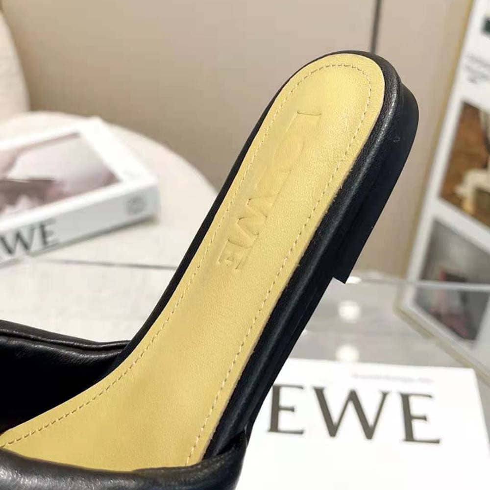 DÉP Loewe Women Anagram Padded Slide in Lambskin-Black