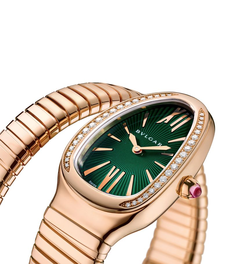 Đồng hồ BVLGARI  Yellow Gold and Diamond Serpenti Tubogas 35mm mặt số màu xanh