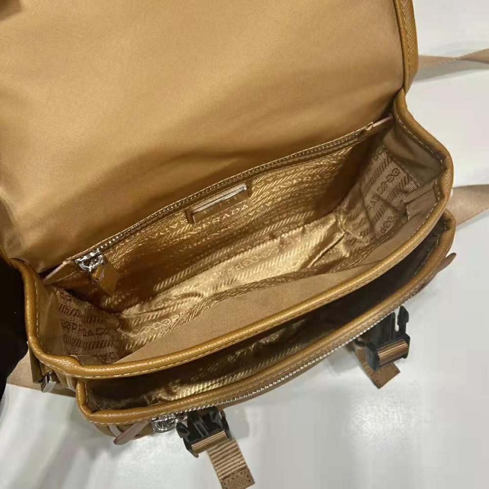 TÚI PRADA Men Re-Nylon and Saffiano Leather Shoulder Bag-Brown