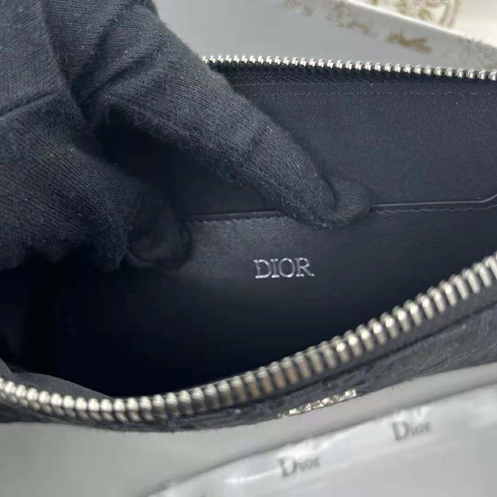TÚI Dior Men A5 Pouch Black Dior Oblique Jacquard