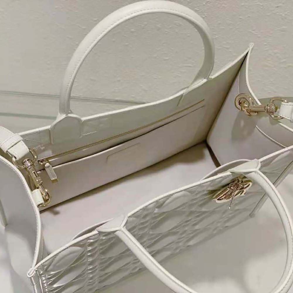 Túi Dior Women Medium Dior Book Tote Latte Macrocannage Calfskin