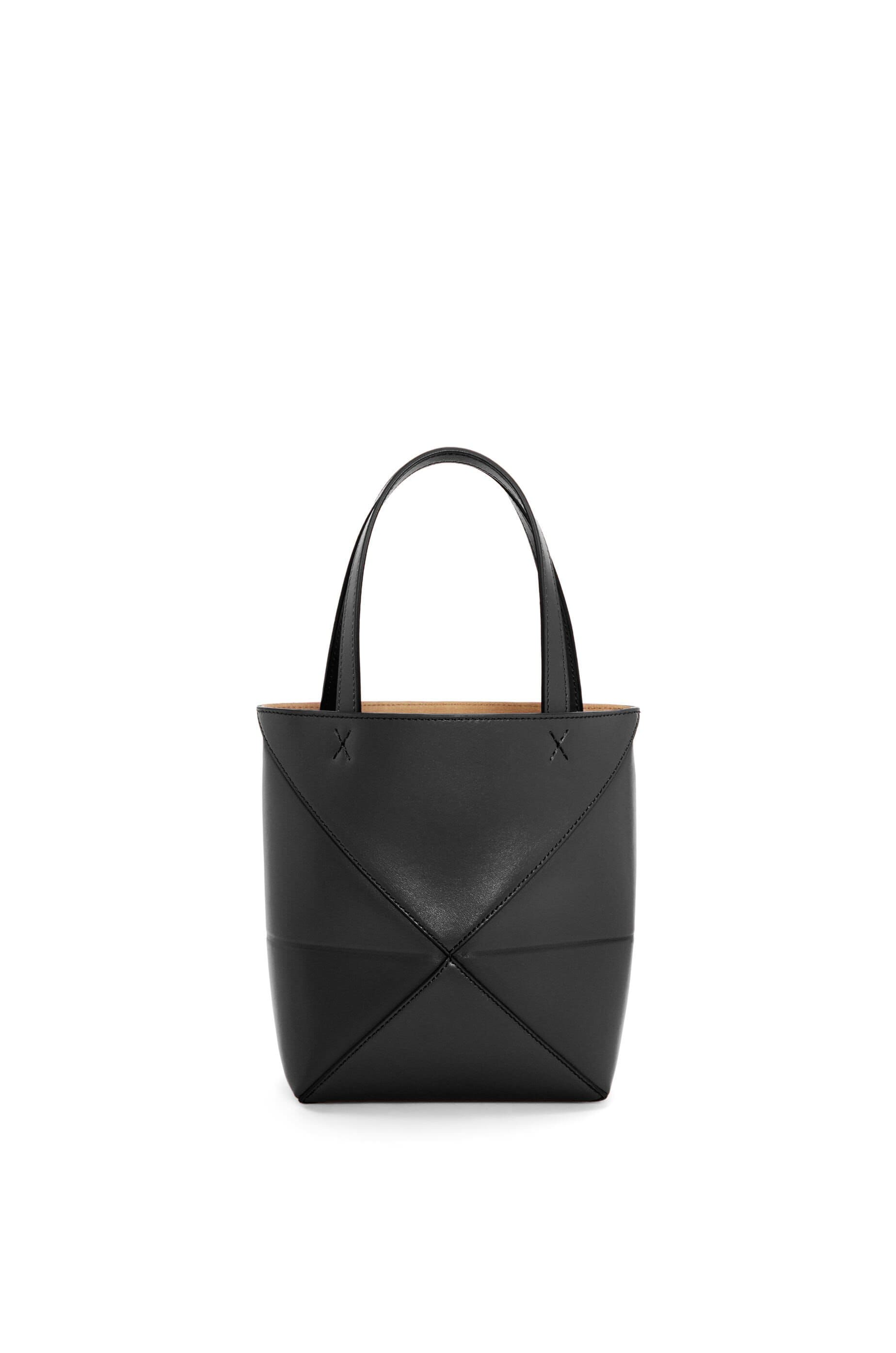 Túi LOEWE Mini Puzzle Fold Tote in shiny calfskin black