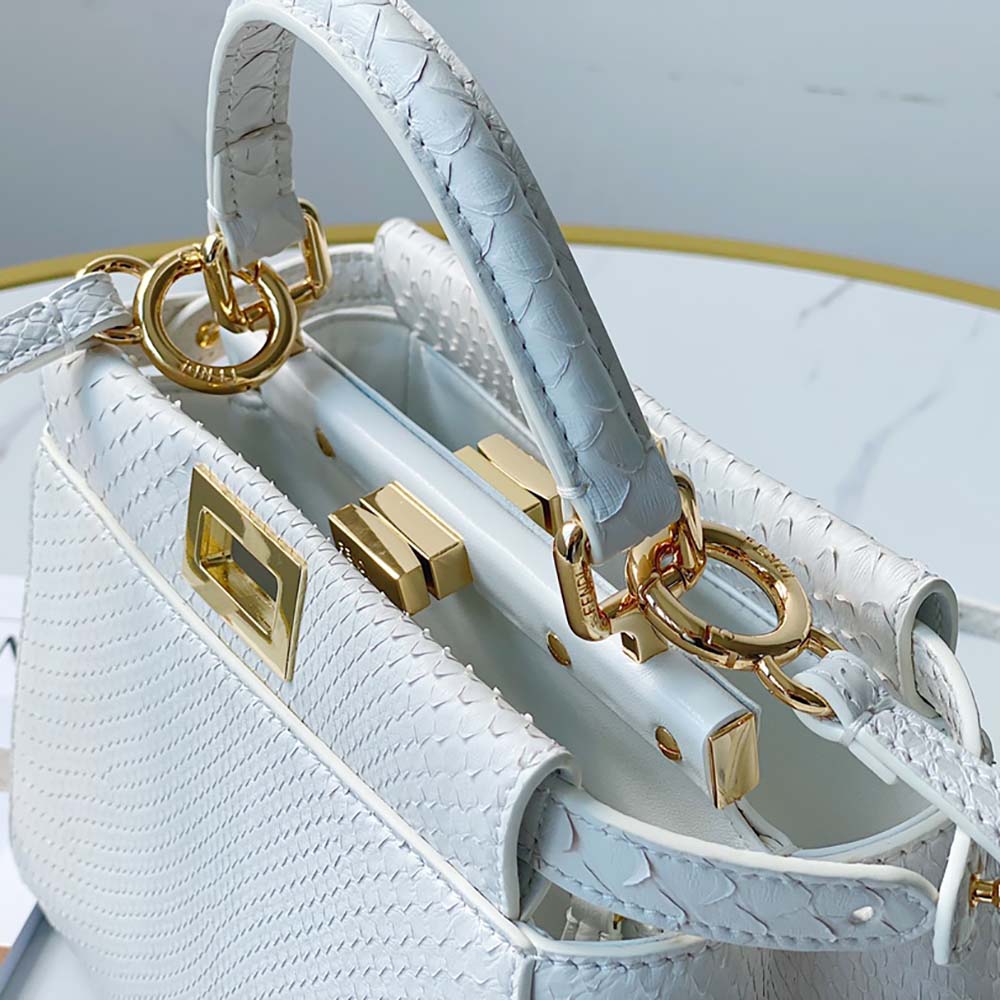 TÚI Fendi Women Peekaboo Iconic Mini White Python Bag