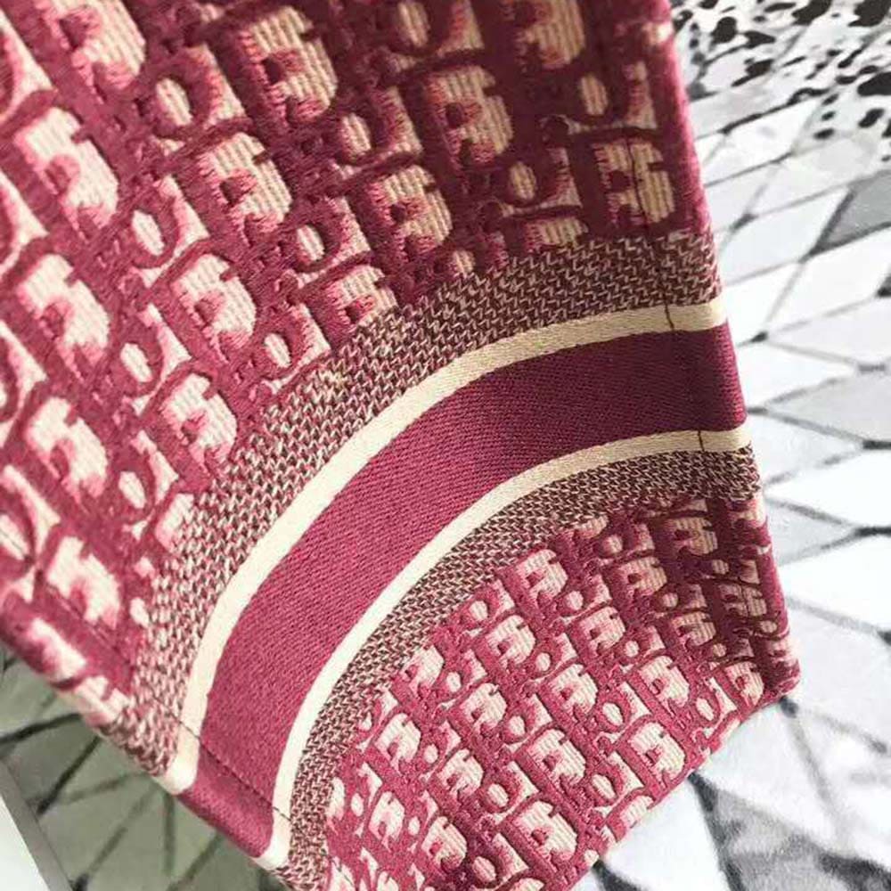 TÚI Dior Women Book Tote Dior Oblique Bag in Embroidered Canvas-Maroon