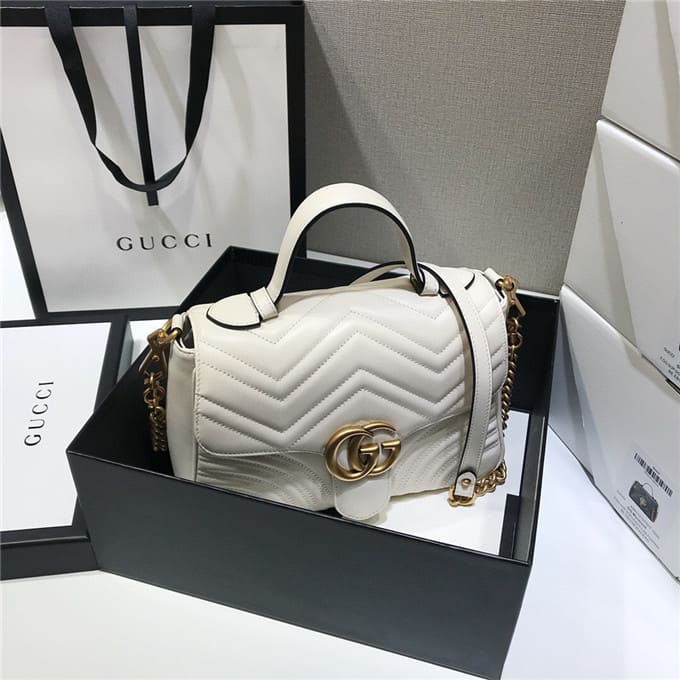 TÚI Gucci GG marmont small top handle bag white Top Quality