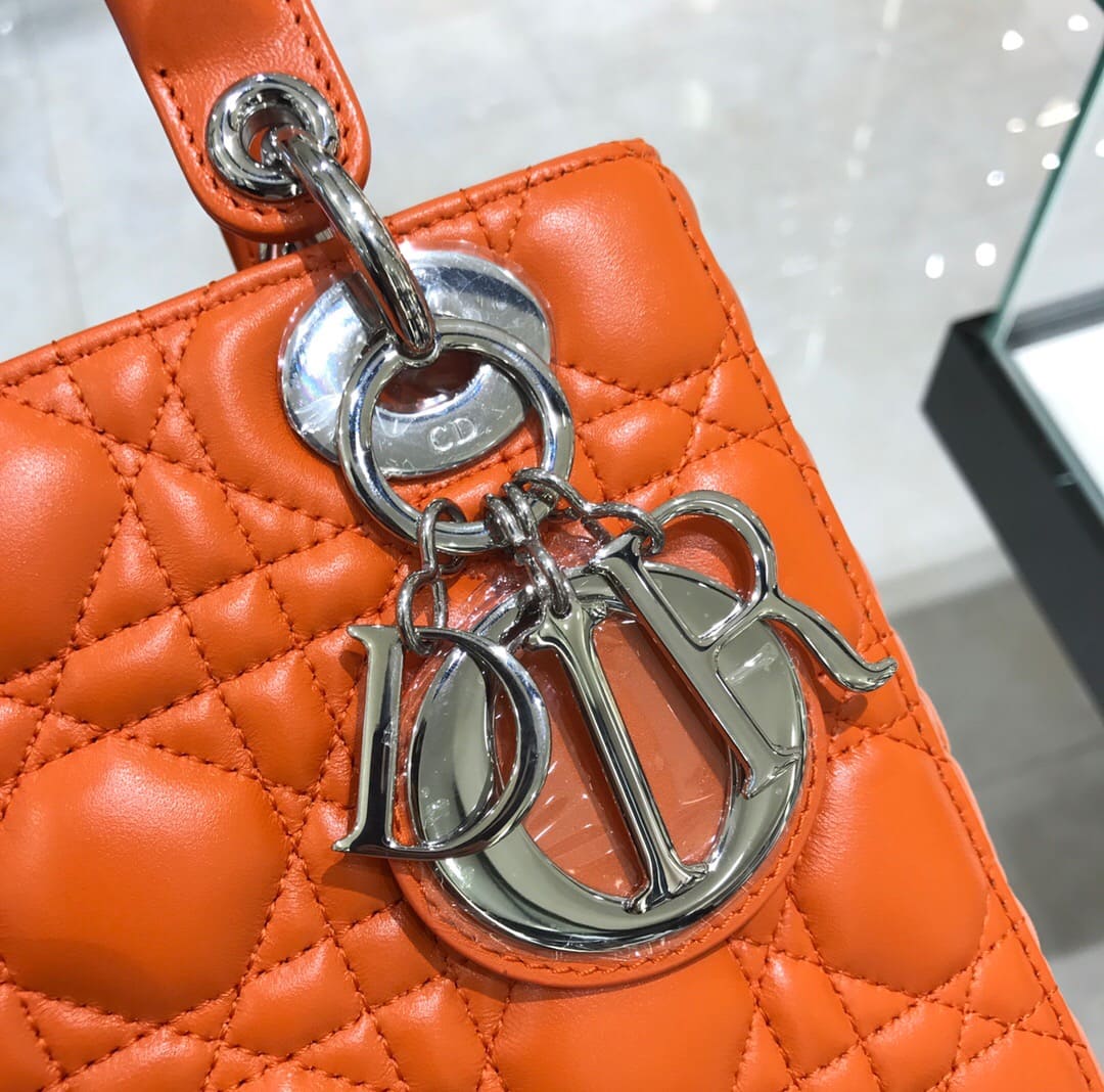 TÚI CHRISTIAN DIOR Lady Dior Bag Orange Cannage Lambskin Top Quality