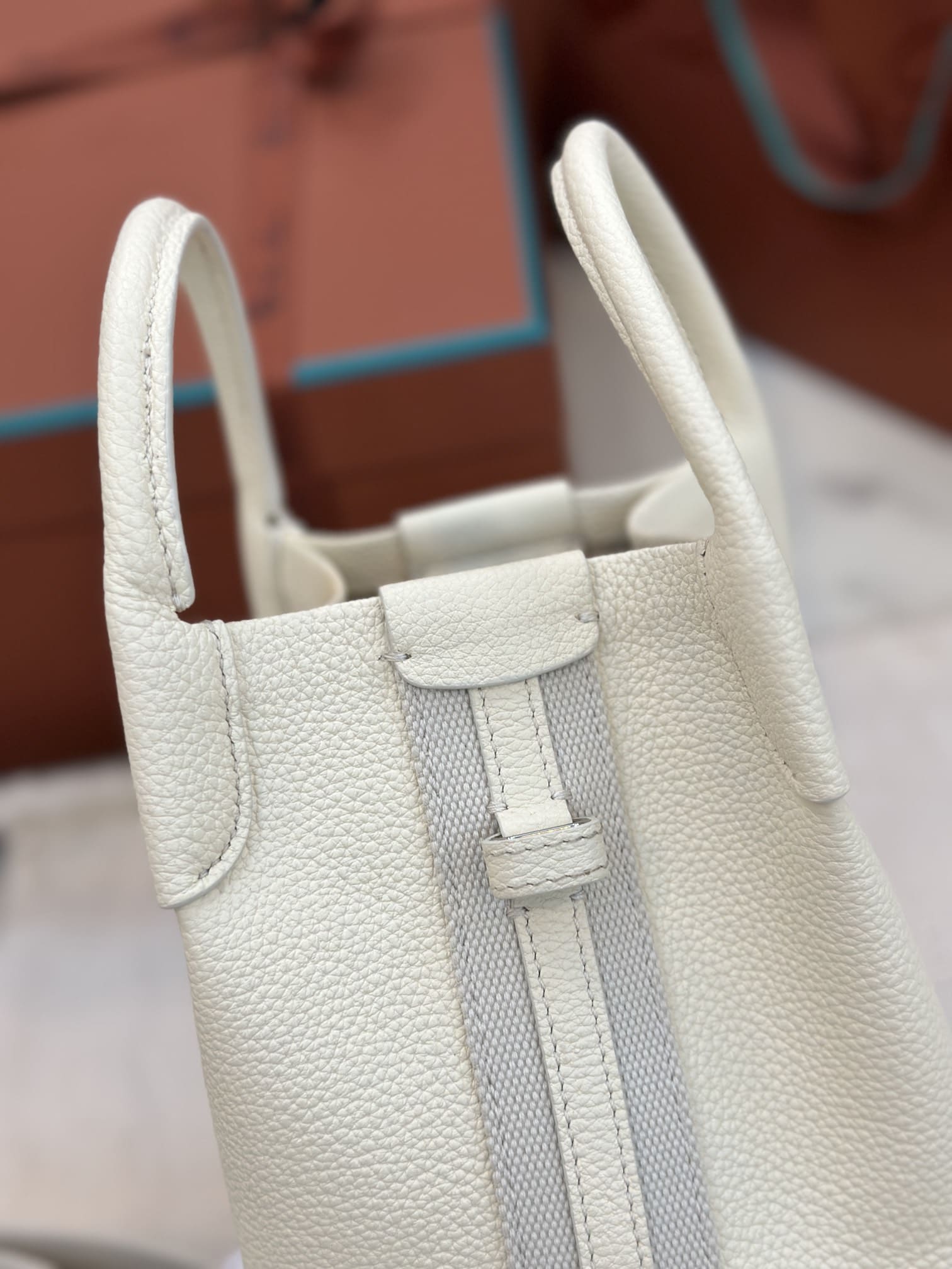 TÚI Loro Piana Bale Micro bằng da bê màu trắng