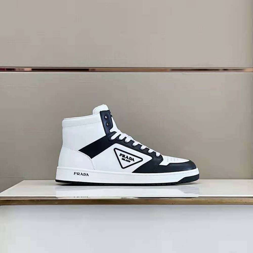 GIÀY PRADA Sporty Leather High-Top Sneakers-Black
