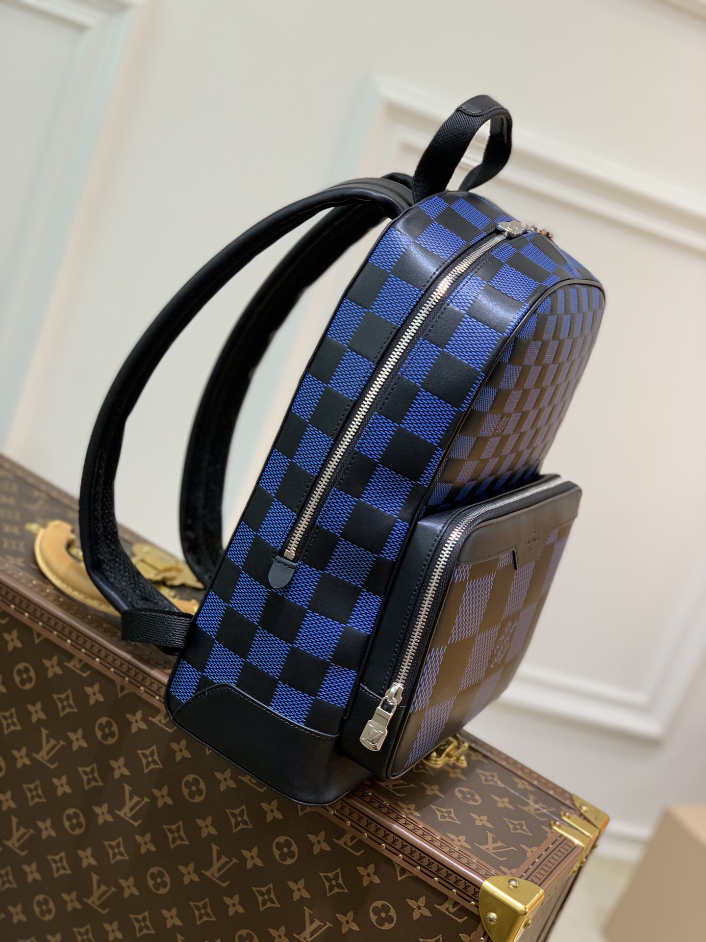 BALO LOUIS VUITTON CAMPUS DAMIER INFINI 3D Leather Backpack-Blue