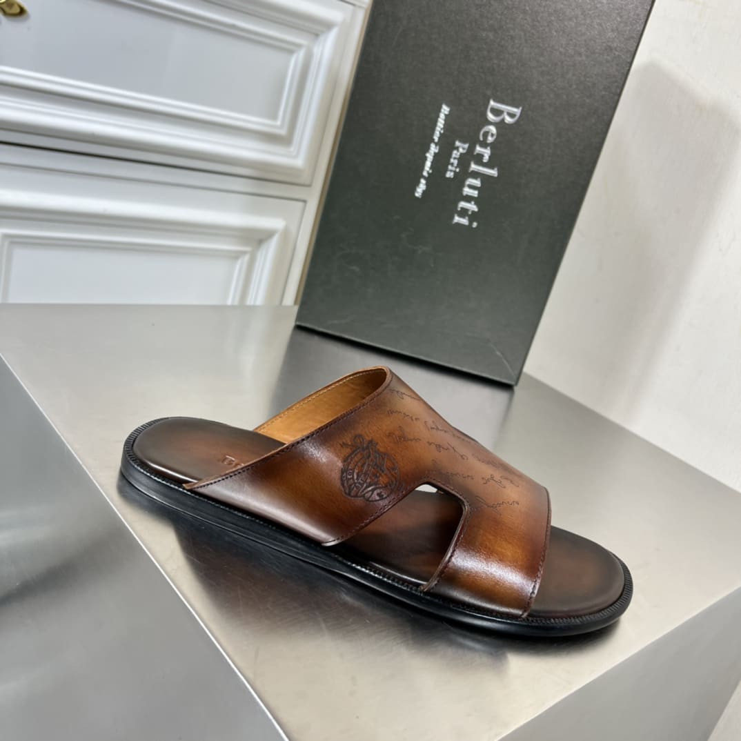 DÉP BERLUTI PATINA LEATHER SLIPPER