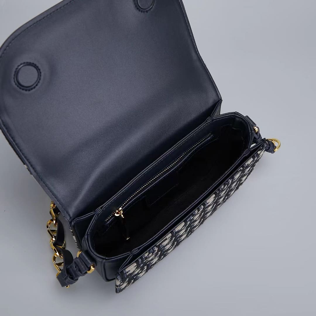 TÚI Dior Women CD Signature Bag with Strap Blue Dior Oblique Jacquard Top Quality