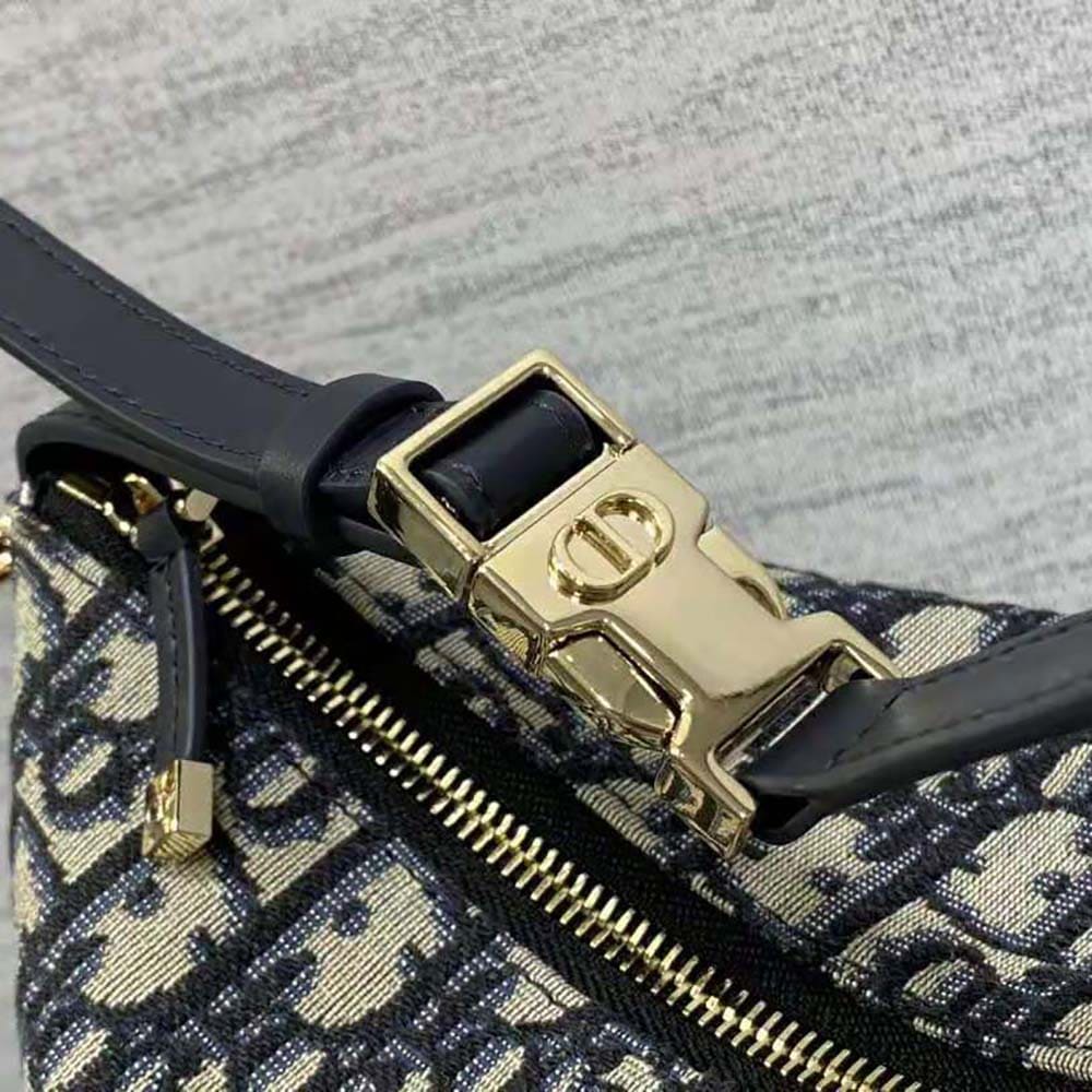 TÚI Dior Women Medium Diortravel Nomad Pouch Blue Dior Oblique Jacquard
