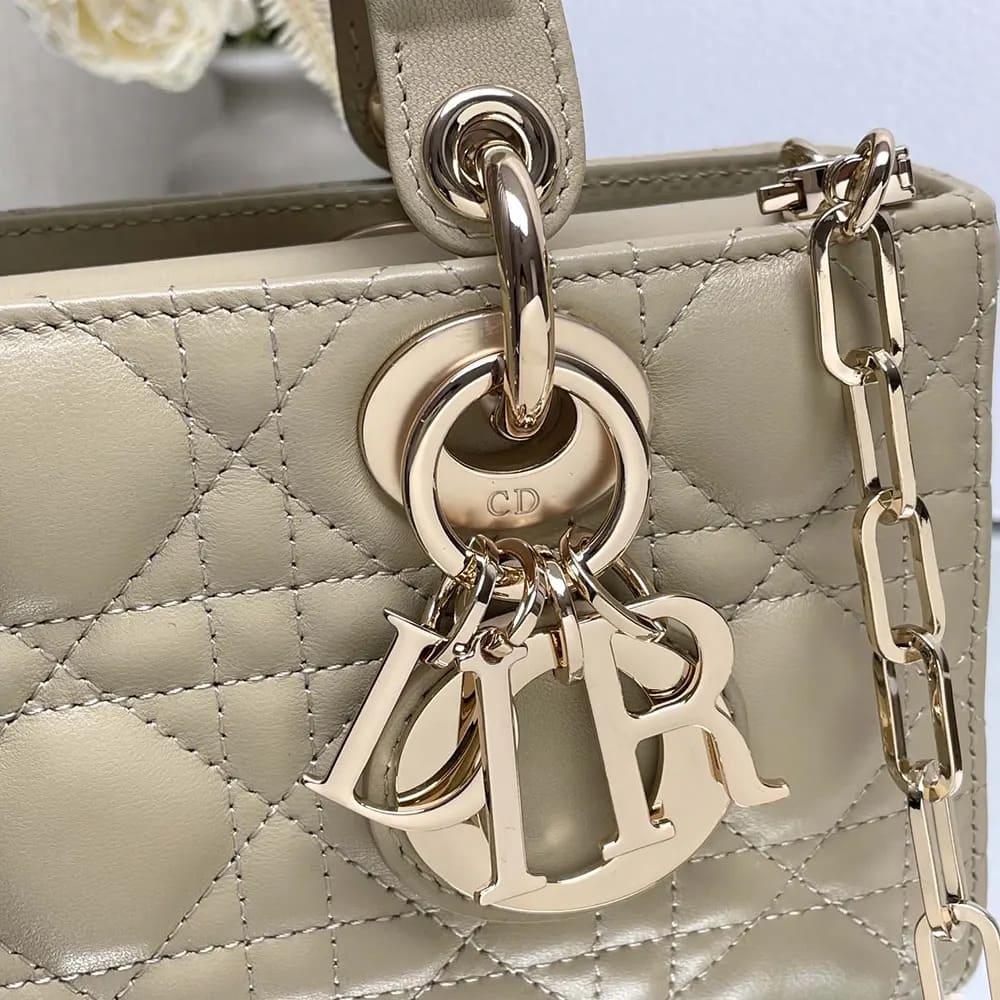 TÚI Dior Women Small Lady D-Joy màu đỏ anh đào da bê Cannage