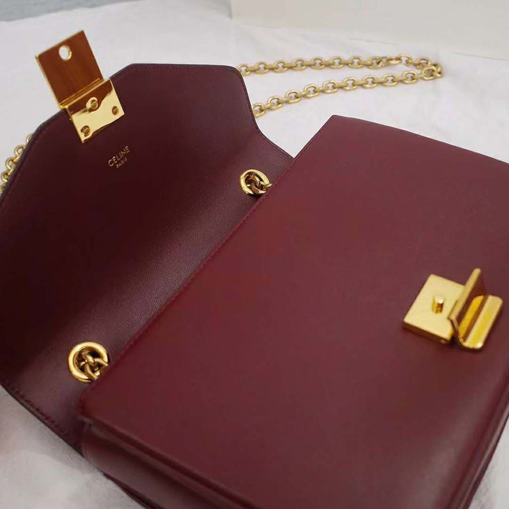 TÚI Celine Women Medium C Bag in Shiny Calfskin Leather-Maroon