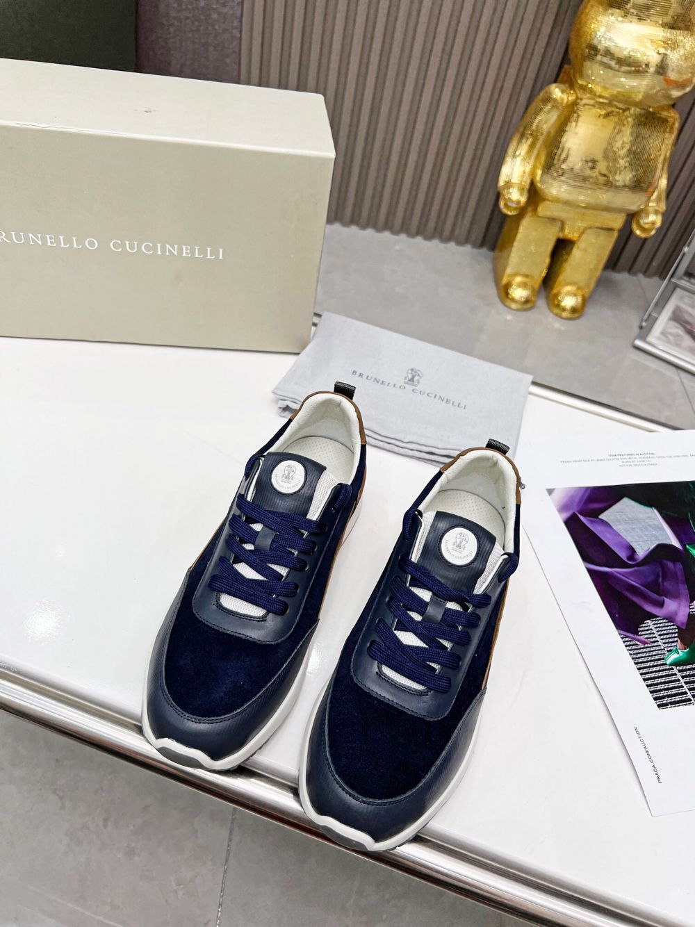GIÀY BRUNELLO CUCINELLI Suede Blue Sneaker shoes