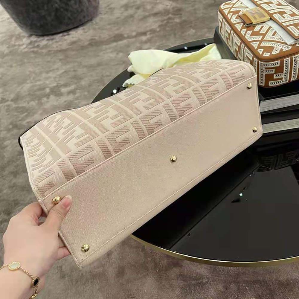 TÚI FENDI Women Peekaboo X-Tote Embroidered Canvas Bag-Pink