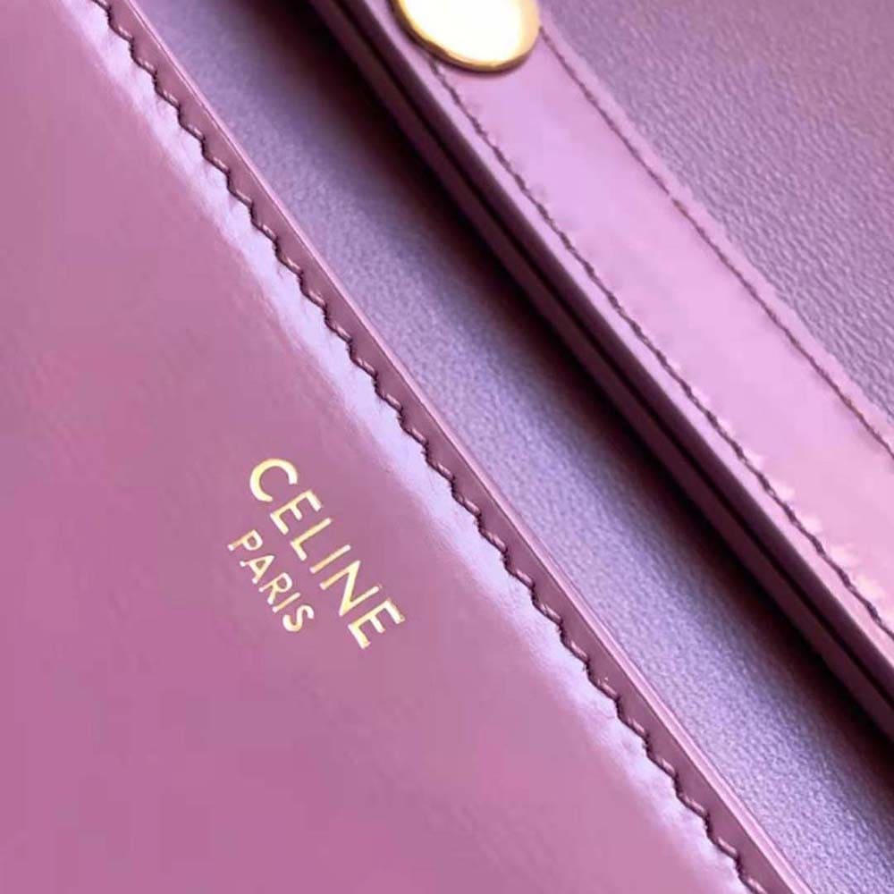 TÚI Celine Women Trapeze Triomphe Bag in Shiny Calfskin-Purple