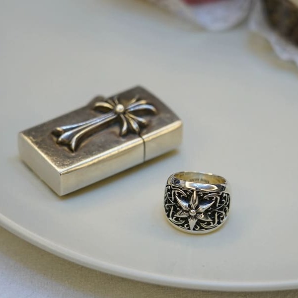 NHẪN CHROME HEARTS HOA VĂN HÌNH LỤC GIÁC Bạc S925