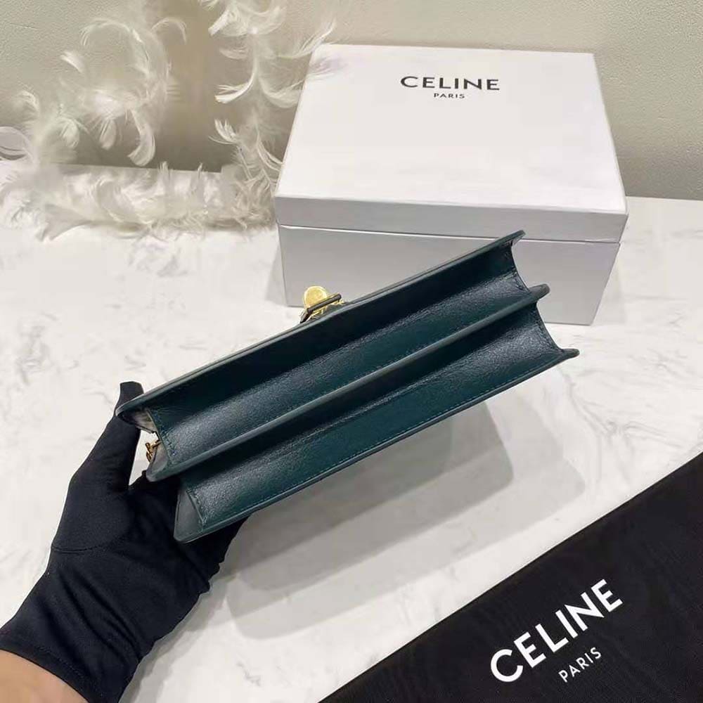 TÚI Celine Women Chain Bag 16 in Satinated Calfskin-Green